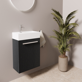 Mueble De Baño Suspendido Con Lavabo 40 Cm Roble Negro - Lomazoo Bombay