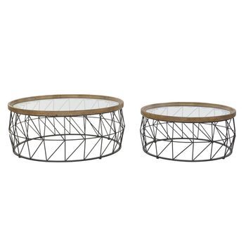 Mesa Centro Set 2 Metal Cristal 100x100x43 Cristal
