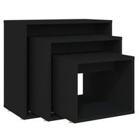 mesas apilables 3 piezas madera contrachapada negro