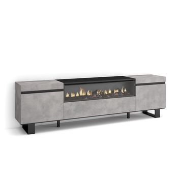 Mueble Tv, Middle, Chimenea Eléctrica, Color Cemento
