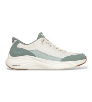 Skechers para mujer. 150404 Zapatillas Slip-Ins: Contour Foam - Cozy Fit blanco, verde (39), Tela, Plano, Cordones, Casual