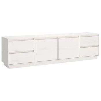 Mueble Tv | Mueble De Salón | Armario Tv Madera Maciza De Pino Blanco 176x37x47,5 Cm