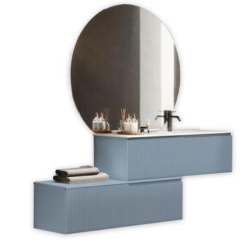 Composición Baño De Lavabo Recto De 4 Piezas Venere Azul Cielo Tiffany En Mdf