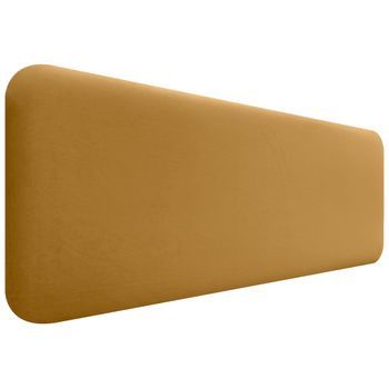 Dhome Cabecero Tapizado En Terciopelo Liso Redondeado Para Pared Acústicos Cabeceros Absorbentes Cabezal Cama Dormitorio (mostaza, 160cm)