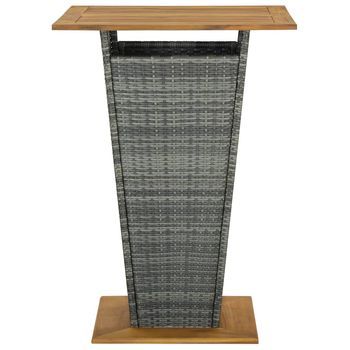 Mesa Alta | Mesa De Bar Ratán Sintético Y Madera De Acacia Gris 80x80x110 Cm