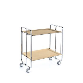 Carrito Auxiliar Plegable Bauhaus Cromado Con Ruedas – 2 Niveles Y 4 Posiciones,,haya
