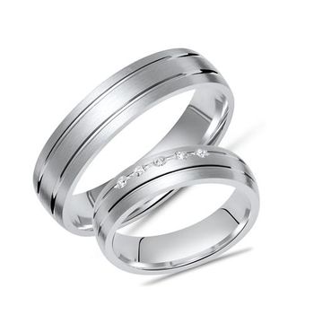 Alianzas plata 925 grabado circonita