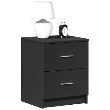 Mesita De Noche - Mueble Para Dormitorio - Madera De Ingeniería - Negro (40x36x50cm)