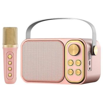 Klack Karaoke Retro Altavoz Subwoofer con Micrófono Bluetooth 10W Rosa