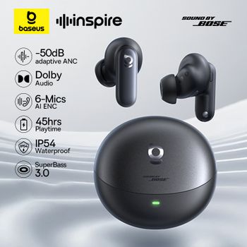 Baseus Inspire XP1 - Auriculares Inalámbricos con ANC Adaptativo de -50dB, Bluetooth 6.1, Audio Dolby, 6 Micrófonos, ENC, Sonido de Bose