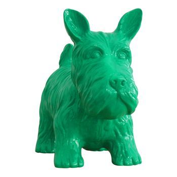 Figura Decorativa Perro Schnauzer Kuatéh De Poliresina 38x18x31 Cm Verde