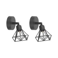 conjunto de 2 lamparas de pared metal negro forma geometrica luz ajustable moderno erma