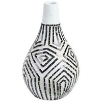 jarron de terracota negro blanco crema 50 cm natural flores etnico ombilin