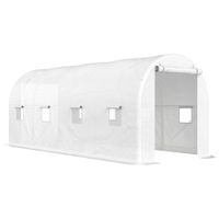 outsunny invernadero de tunel 500x200x205 cm invernadero de jardin con puerta enrollable y 8 ventanas cubierta pe 140 gm blanco