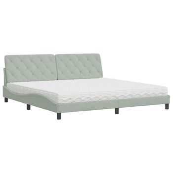 Cama Con Colchón Terciopelo Gris Claro 200x200 Cm Vidaxl