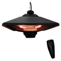 outsunny calefactor exterior 10002000w estufa colgante de techo infrarrojos halogeno con control remoto y luz led 43x43x25 cm negro   aosom espana