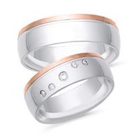 alianzas 8 quilates oro blanco-rojo 5 diamantes