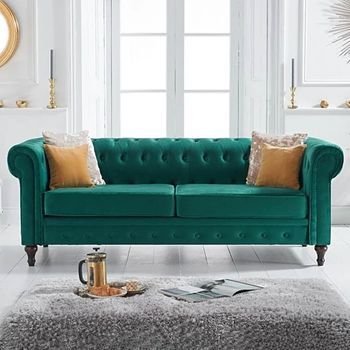 Calama Green Velvet 3 Seater Sofa
