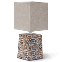 aigostar lampara de ceramica lampara de mesa e14 led luz mesita de noche pantalla de tela lampara escritorio diseno clasico vintage para dormitorio estudio salon etc
