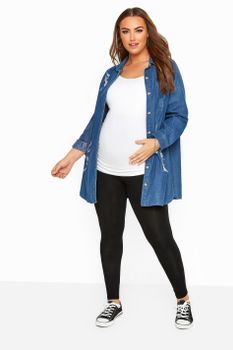 Bump It Up Maternity Leggings Negros En Algodón Elastano Con Material Confortable