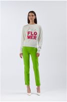 jersey de cuello redondo con inscripcion be a flower white m