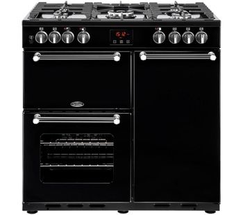 BELLING Kensington 90DFT 90 cm Dual Fuel Range Cooker - Black, Black