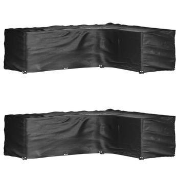 Fundas Muebles Jardín Forma De L 2 Uds | Cubiertas Muebles Jardín 16 Ojales 260x210x80 Cm Cfw73164
