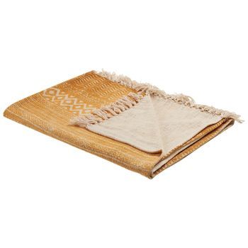 Manta De Algodón Amarillo Mostaza Beige Claro 130 X 180 Cm Africano Firozabad