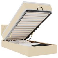 cama otomana con colchon de tela color crema 100x200 cm vidaxl