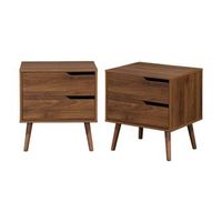 mesita de noche con 2 cajones set de 2 marron