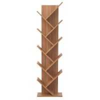 estanteria para libros con 10 estantes en mdf color roble marron