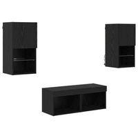 muebles de pared para tv 4 uds  mueble de salon  gabinete de tv roble negro
