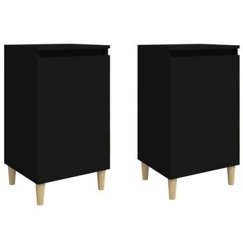 Juego De 2 Mesitas De Noche - Mesillas Madera Contrachapada Negro 40x35x70 Cm Mc6108