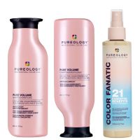pureology pure volume shampoo conditioner and color fanatic spray routine for flat and fine hair