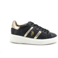 us polo assn deportivas moda us polo sneaker leather black gold cardi001 para mujer
