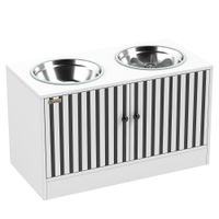 pawhut comedero perro elevado con 2 cuencos de acero inoxidable 2x2000 ml con comedero lento almacenamiento oculto blanco   aosom espana