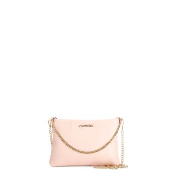 bolso de mano de piel texturizada con bandoleras de cadena powder