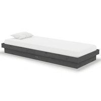 estructura de cama individual sin colchon madera maciza gris vidaxl