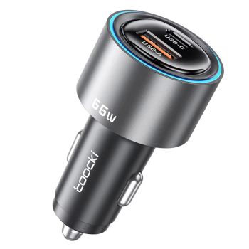 Toocki TQ-CC50B 66W Cargador de coche 2 puertos USB PD Adaptador USB-A+USB-C PD2.0/3.0 QC2.0/3.0/4+ AFC FCP SCP PPS PE1.