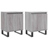 pack 2 uds mesita de noche  mesa auxiliar  mesilla madera ingenieria gris sonoma 40x30x50 cm