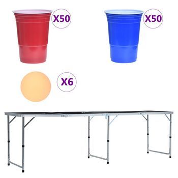 Mesa De Beer Pong Plegable Con Tazas Y Bolas De 240 Cm