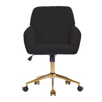 Silla De Oficina Giratoria Ajustable En Altura, Ergonómica Con Respaldo, Terciopelo Negro