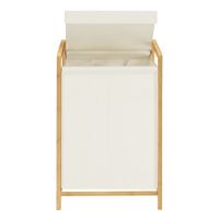 songmics cesto para ropa sucia de 2 compartimentos  blanco crema