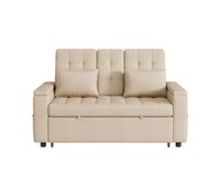 sofa cama 2 plazas - con almacenamiento respaldo ajustable cojines y reposabrazos beige
