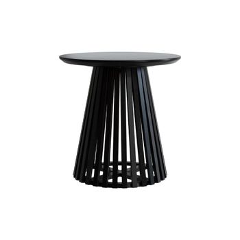 Mesa auxiliar redonda negra de madera de acacia d50 cm
