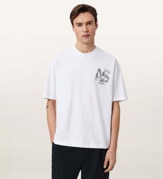 ALL SAINTS para hombre. M031PE Camiseta Mixtape blanco (L), Casual, Algodón, Manga corta