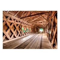 papel pintado 3d - puente de madera 250x175 cm