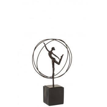 Gimnasta en círculo de resina marrón de 22x8x36 cm