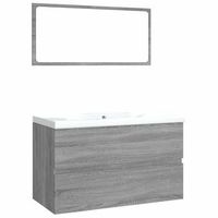 set de muebles de bano  armario de bano madera contrachapada gris sonoma