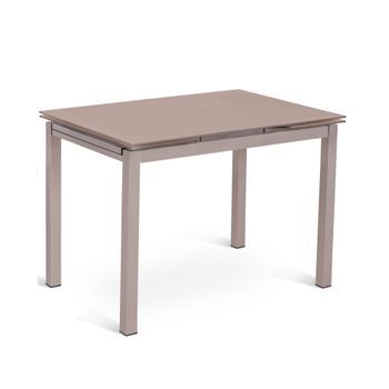 Baud - Mesa Extensible (110/170 X 75 Cm) En Cristal Templado Marrón